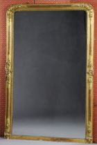 A Victorian giltwood & gesso rectangular pier glass in cushion moulded frame with foliate & shell