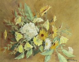 ALICIA CRAIG (British, 20th C). Still life of flowers, signed lower right, oil on canvas: 40cm x