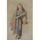 AARON EDWIN PENLEY (1807-1870). Study of a peasant girl with water pitcher, signed & dated, “A.