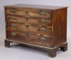 A Georgian mahogany chest fitted with brushing slide above four long graduated drawers with later