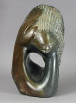 LAZARUS TAKAWIRA (Zimbabwe, 1952-2021) “Woman Giving Thanks”, spring stone sculpture, 38cm high x