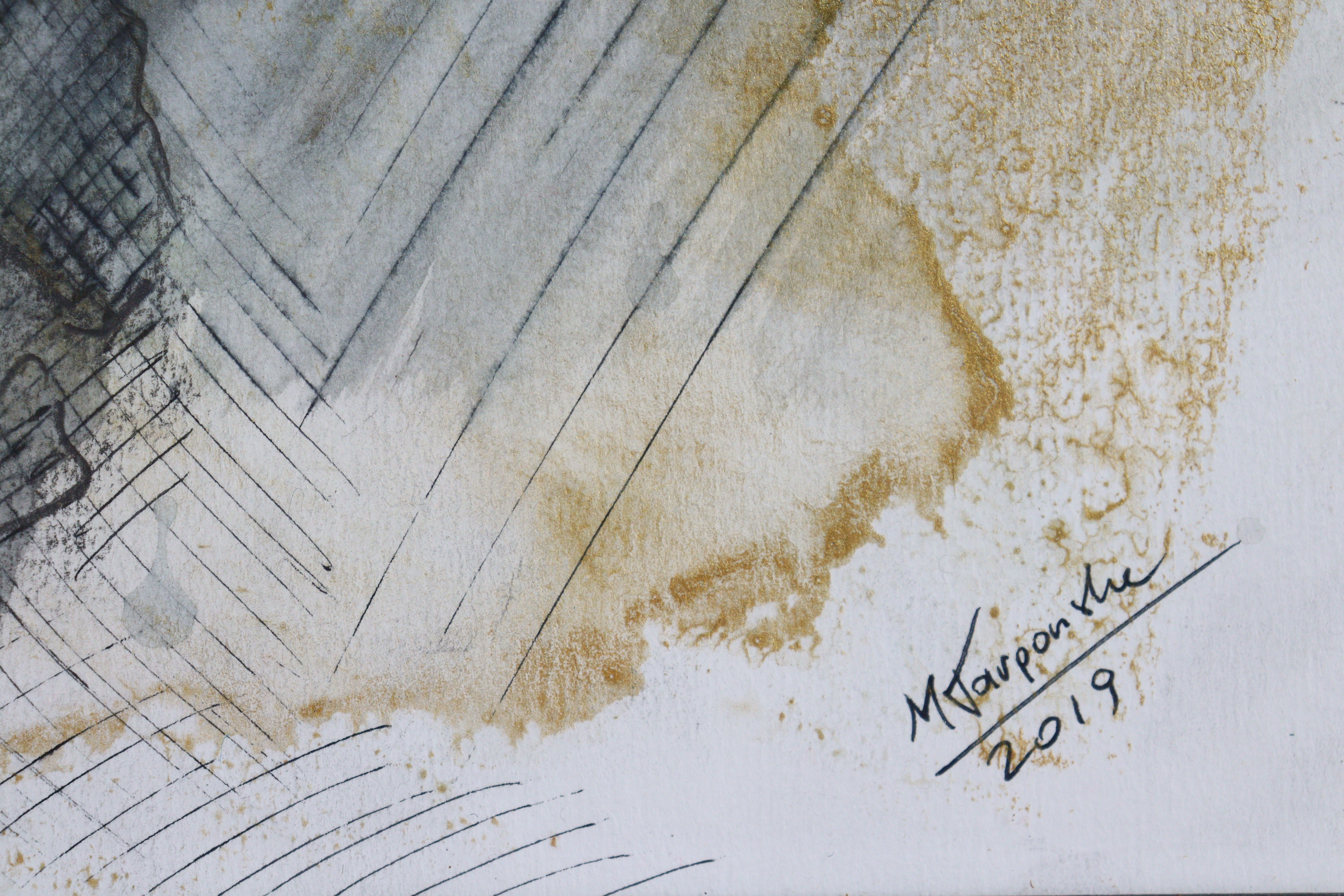 MAGDALENA TARGONSKA (Contemporary) “River Avon, Bath City”, signed & dated 2019, pen & acrylic on - Image 3 of 4