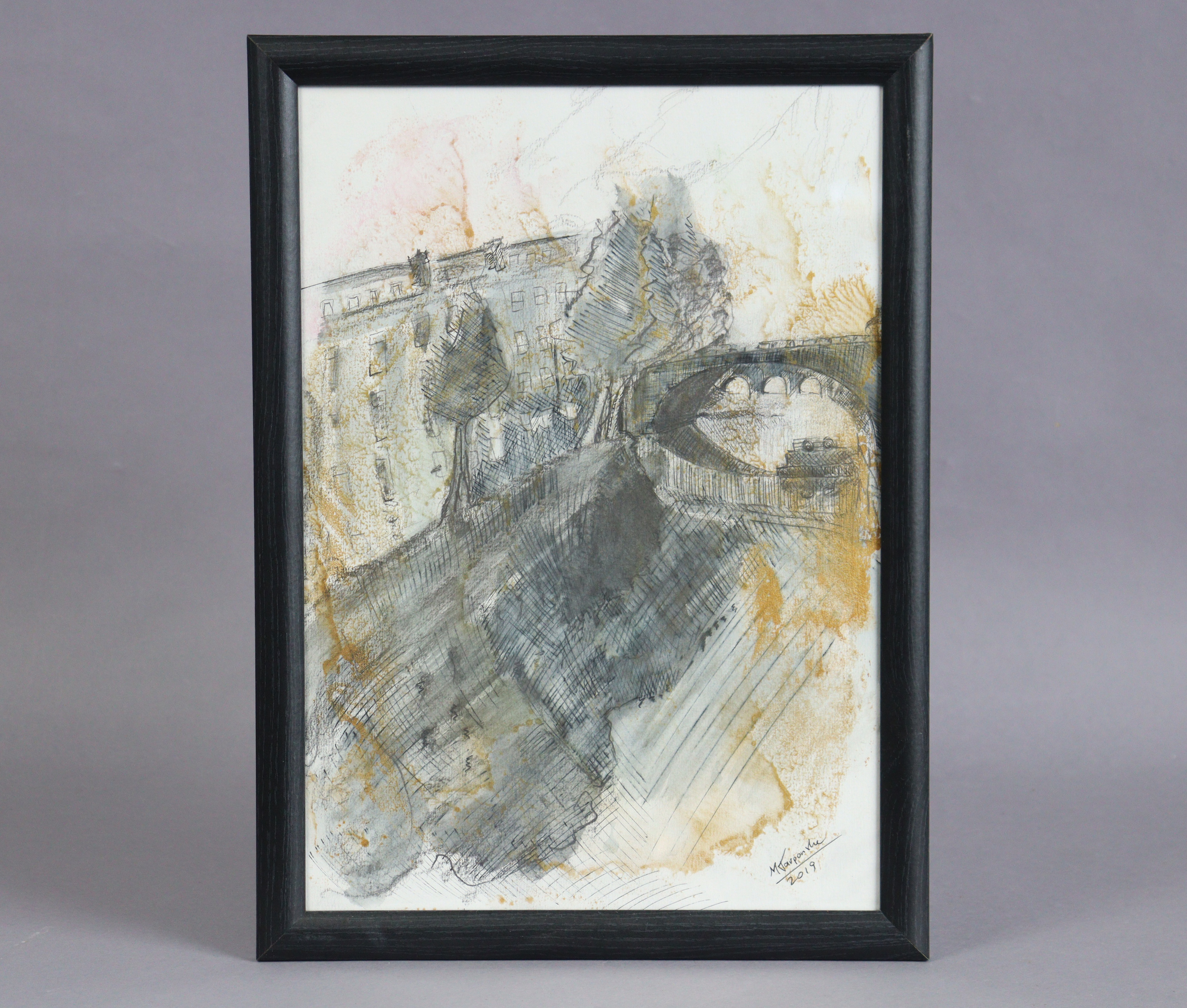 MAGDALENA TARGONSKA (Contemporary) “River Avon, Bath City”, signed & dated 2019, pen & acrylic on - Image 2 of 4