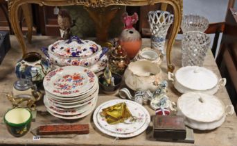 Various items of decorative china, pottery, & glassware, part w.a.f.