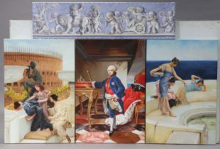 Twenty-four various modern oil paintings on canvas – figure studies, coats-of-arms, etc. (various