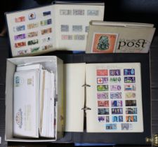 Various first-day covers & loose stamps; & various volumes on stamps.