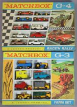 A Matchbox “Race’n Rally” die-cast set (G-4); & a ditto “Farm Set” (G-3), both sets boxed.