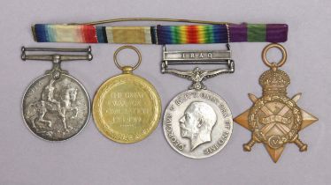A First World War group of four, awarded to Gunner (R.A., R.G.A.)/Sapper (R.E.) A. J. Hawes: 1914-15