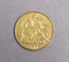 An Edwardian gold Half-Sovereign; 1902.