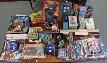 Various “Doctor Who” action figures, records, calendars, etc.