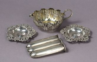 A late Victorian silver Sydenham’s patent three-tube cigar case, 9cm long, Birmingham 1896; a late