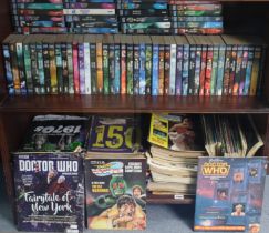 Approximately one hundred & twenty various “Doctor Who” books; & various “Doctor Who” magazines.