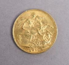 An Edwardian gold Sovereign; 1910.