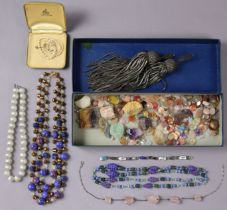 Various items of costume jewellery; a collection of geological specimens; & a pair of silver-wire