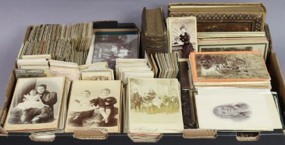 A large collection of assorted vintage carte-de-visite & cabinet photographs; & three vintage