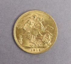 A George V gold Sovereign; 1914.