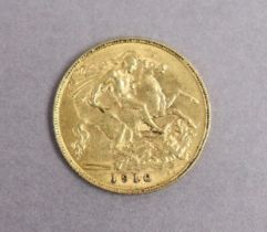 An Edwardian gold Half-Sovereign; 1910.