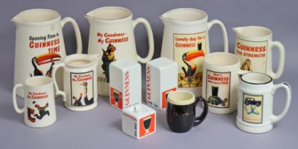 A 1960’s Carlton ware “Guinness For You” three-piece condiment set; a Carlton ware “Guinness” mug;