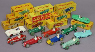 TEN DINKY DIE-CAST SCALE MODEL RACING CARS “Alfa Romeo” (x2, No. 232 & 232, 23F), “Connaugt” (No.