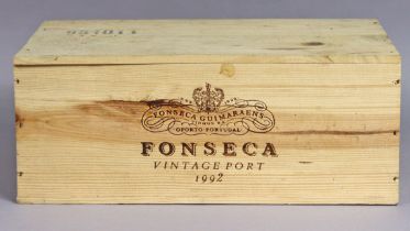 A case of six bottles of Fonseca 1992 Vintage port (75cl, case sealed).