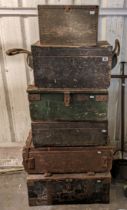 Six wooden tool-chests (various sizes); containing numerous tools.