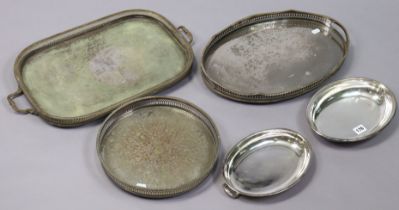 Four silver plated trays.