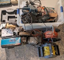 Various assorted power tools & accessories.