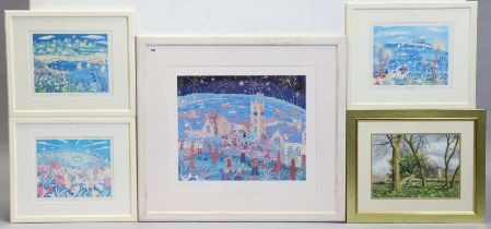 Four coloured Limited Edition prints after John Dyer titled “Bulb Mania”, “Bluebells & Campion”, “