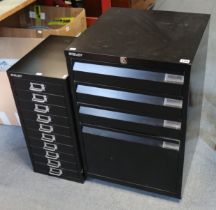 A Bisley black metal dwarf filing chest fitted four long graduated drawers, 47cm wide x 71cm high