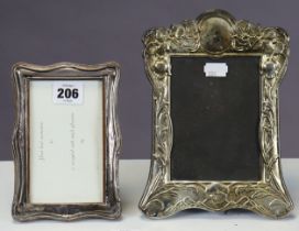 A George VI silver rectangular photograph frame, 12.75cm x 7.5cm (internal size), and a silver-