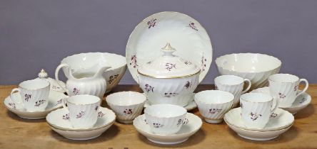 Twenty-two items of late 18th/early 19th century English porcelain tea & coffee ware of spiral flute