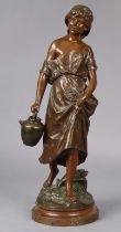 After Louis Auguste Moreau (1855-1919) “Cosette”, patinated bronze sculpture, foundry mark “