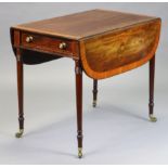 A 19th century mahogany and satinwood crossbanded Pembroke table, fitted with a single drawer to one