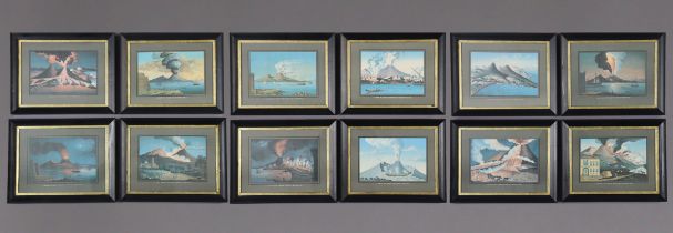 A set of twelve ‘Bay of Naples’ coloured lithographs, after 19th century Neopolitan School gouache