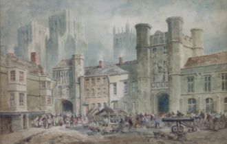 ALFRED PARKMAN (1852-1930) Market Place, ~Wells, Somerset, signed & dated 1902 lower right;