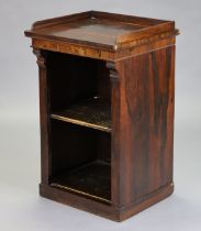 A 19th century rosewood tray-top open bookcase, fitted with a single shelf, on plinth base, 51cm