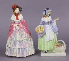 A Royal Doulton female figure titled: “A Victorian Lady”, HN727; & another titled: “Spring Flowers”