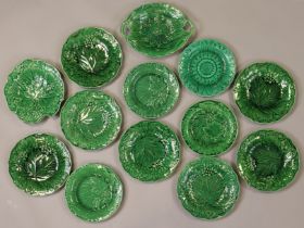 Thirteen various late Victorian cabbage-moulded plates.