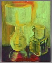 MAGDALENA TARGONSKA (Bath, contemporary) “The Light”, still life with a lamp & jug, acrylic on