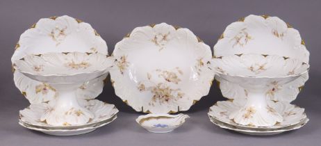 A Springer & Co. (Elbogen) porcelain dessert service with printed & enamel-painted floral decora