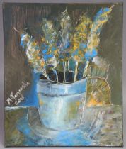 MAGDALENA TARGONSKA (Bath, contemporary) “Hyacinth”, still life acrylic on canvas; signed & dated