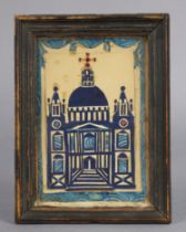 An early 19th century paper cut-out collage depicting St Paul’s cathedral, in glazed frame inscribed