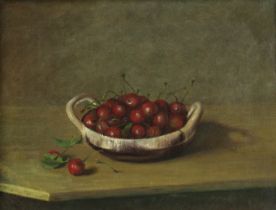 Attributed to HENRI FANTIN-LATOUR (1836-1904) Still life of a bowl of cherries, signed & dated “