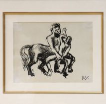 KEITH VAUGHAN (1912-1977) “Centaur”, ink on paper, with studio stamp lower right; 14cm x 18.5cm;