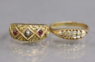 An 18ct. gold ring set row of five graduated rose diamonds, Birmingham hallmarks for 1923, size: