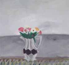 DAME ELIZABETH BLACKADDER, OBE, RA, RSA (1931-2021) Still life of flowers in a jug; signed & dated