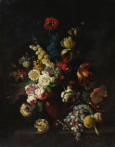 JUAN ANGEL GONZALEZ de la CALLE (Spanish b. 1956) A still life of flowers in the 18th century