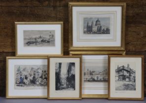 Two small signed black & white etchings by Edward Cherry (Mercery Lane, Canterbury & Mermaid Inn,