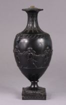 An 18th century Wedgwood & Bentley ‘Black Basaltes’ ovoid vase with classical figure decoration in