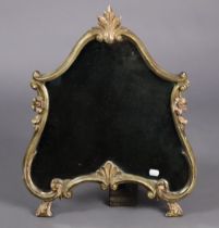 An early 20th century continental carved giltwood rococo-style wall mirror with flower-head and